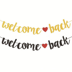 Welcome back Welcome back back to school season party decoration conjoined letters paper flag banner string flag flower