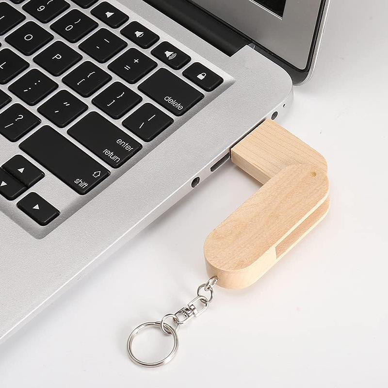 木製回転式USBメモリ、木製USBメモリ、展示会記念品、64GB/32GB、ロゴ印刷可能|undefined