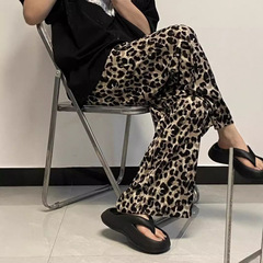 豹纹凉凉裤2025夏季新款印花阔腿裤女高腰薄款宽松垂感拖地遛弯裤