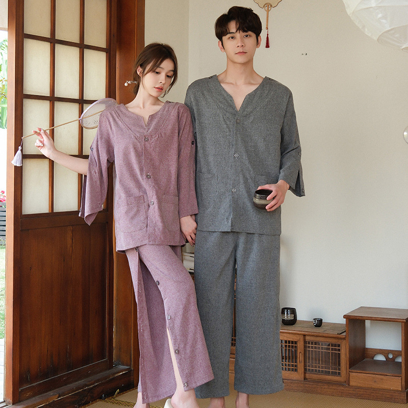 Long Moxibustion Wear Shoulder Open Sleeve Open Pure Cotton Men's and Women's Couples Front and Back Open Physiotherapy Health Care Wear Leg Side Open Suit Scraping