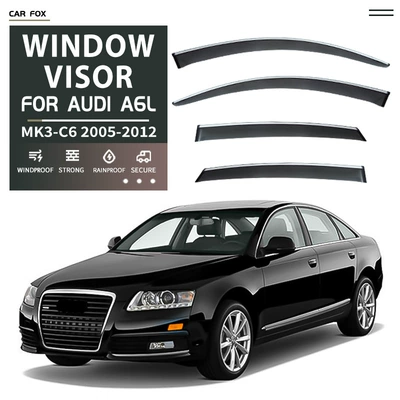 Suitable for Domestic Long-Wheelbase Audi A6L Sedan Rain Shield Audi A6 Lwb Window Visor (Rain shield) - standard-packing-without-logo-audi-a6l-sedan-mk3-c6-2005-2012-plexiglas-with-bright-strips-rain-shield