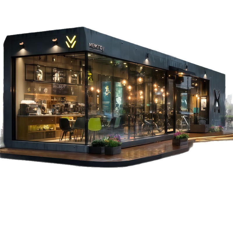 コンテナ移動式店舗商業街コンテナショップ人気街クリエイティブコーヒーショップミルクティーショップ店舗|undefined