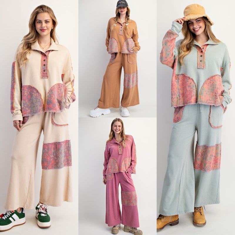 Amazon 25 秋冬新作クロスボーダーヨーロッパとアメリカの服プリントパッチカジュアルラペル長袖ツーピーススーツ女性用|undefined