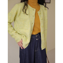 韓版雙口袋針織開衫女2022冬季新款氣質顯瘦寬松長袖毛衣外套5631