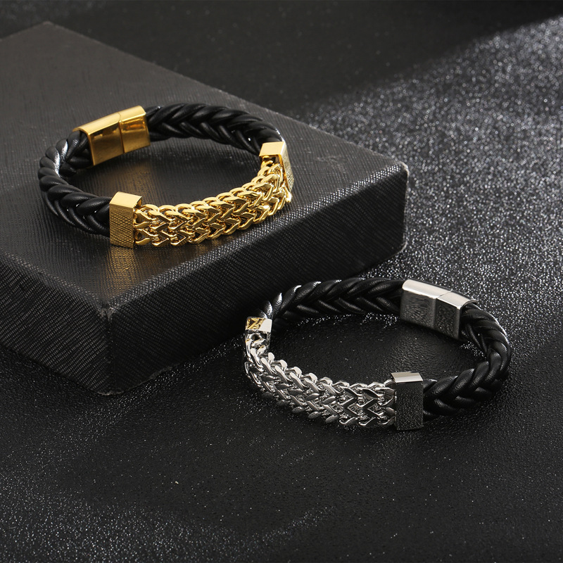 PVD Coated Gold Plating Process 18K Real Gold Plated Plating Material Fashion Round Titanium Steel Plating Chain 18K Gold Plated Vacuum Plating Men'S Bracelets Men's Chain Bracelets