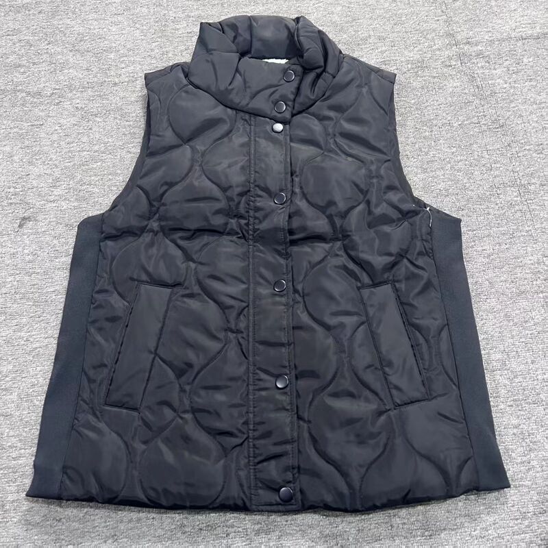 Women's Quilted Stand-Collar Vest with Diamond Pattern, Thickened and Warm, Sleeveless Cotton Jacket, Casual Versatile Vest Coat, New