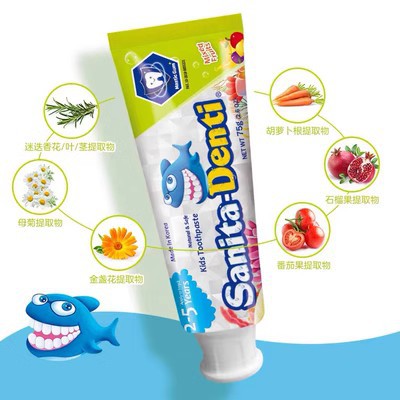 Korean imported Saka children's toothpaste for 2-5 years old, without fluoride, strawberry grape, toothbrush for teething, anti-cavity