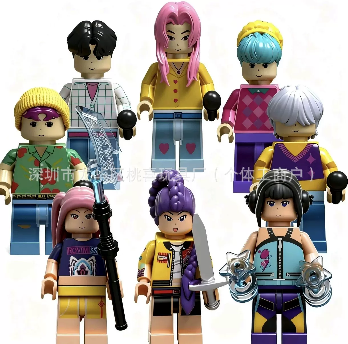 跨境新品猎魔女团 KPop Demon Hunters 积木鲁米拼装模型公仔批发