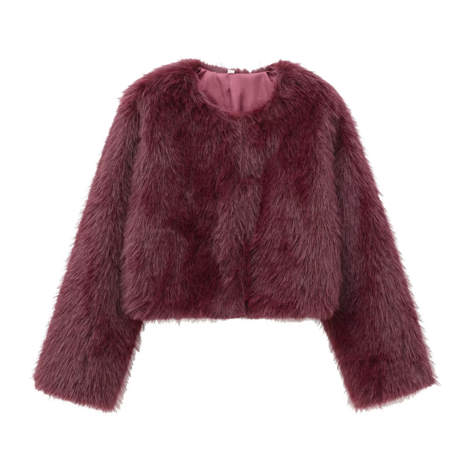 Women's Clothing Artificial Fur Effect Short Jacket 6318261_voghion.com