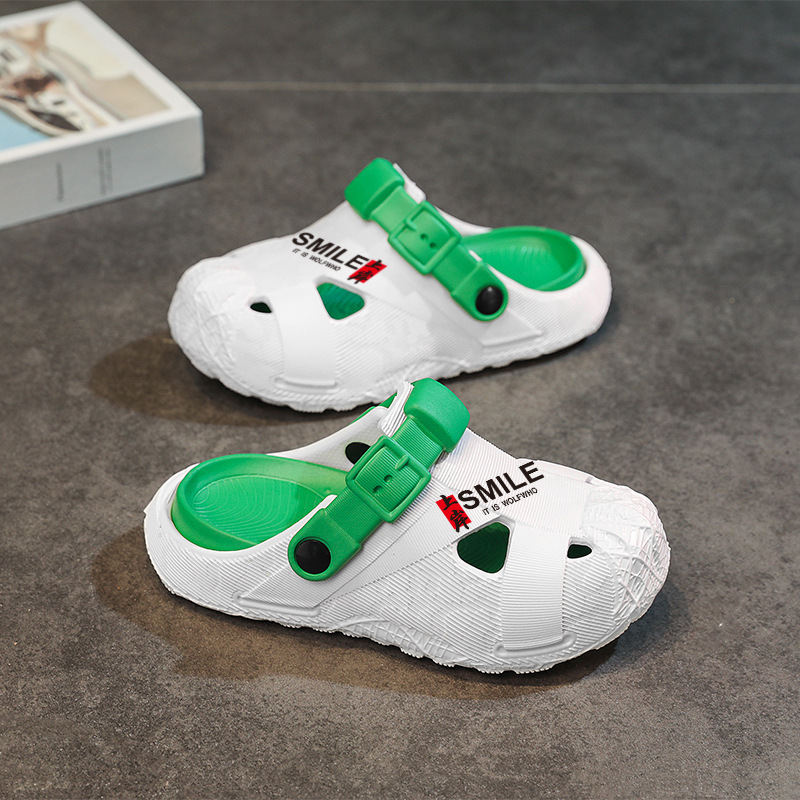 2025 zapatos con agujeros para padres e hijos, sandalias antideslizantes de suela gruesa para niños de mediana edad, zapatillas de Baotou para hombres y mujeres, zapatos de playa