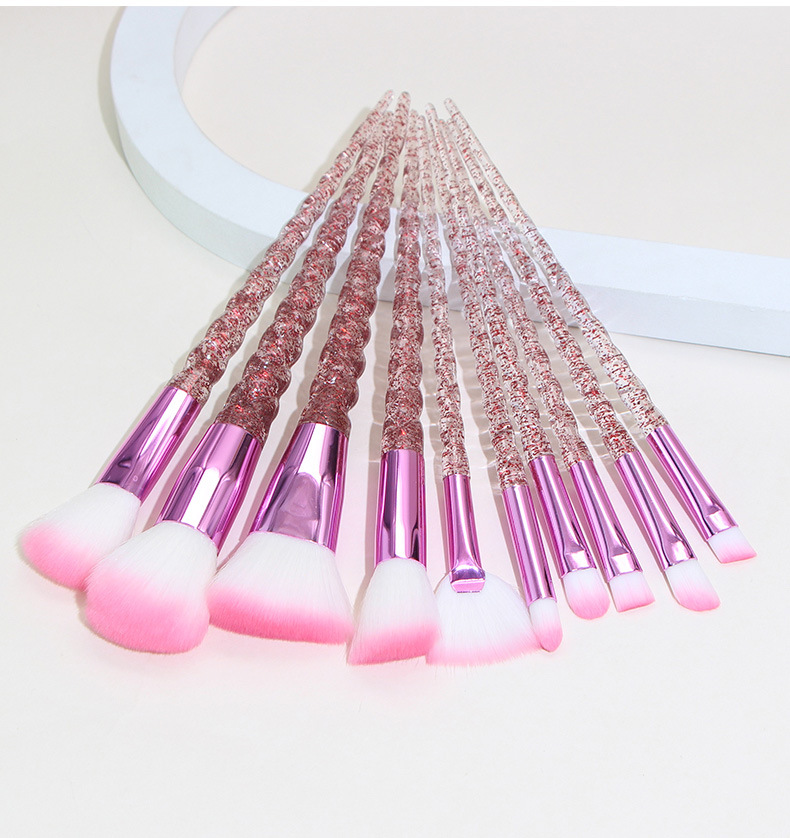 Fashion Rose Red Transparent Artificial Fiber Plastic Handgrip Makeup Brushes 1 Set display picture 2