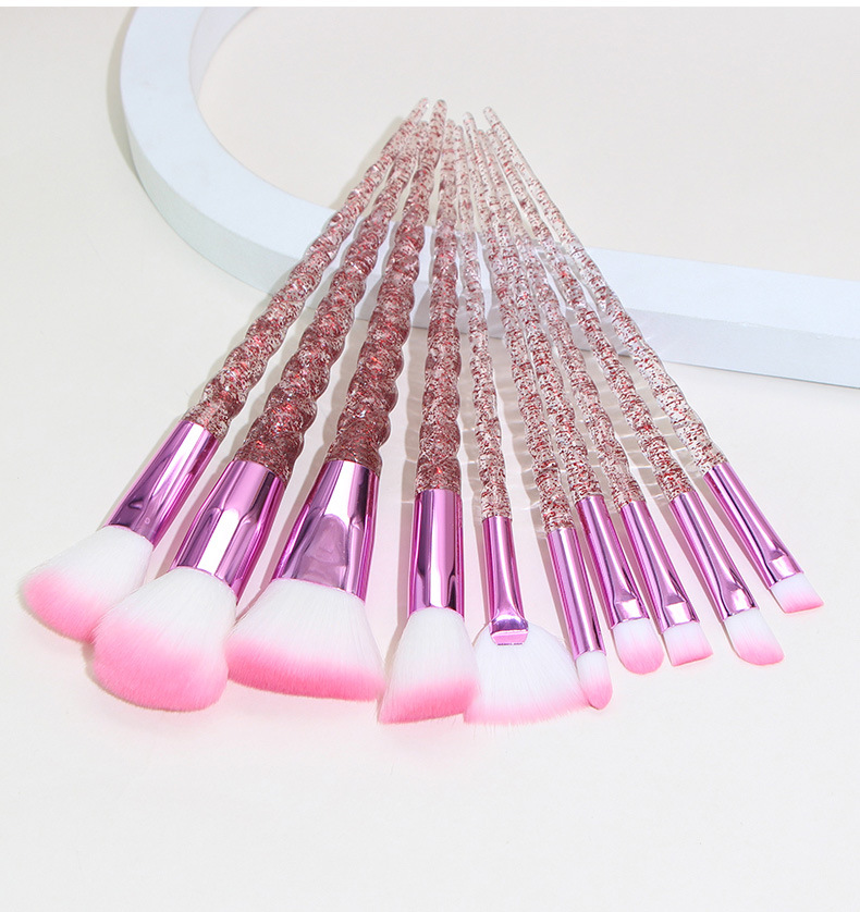 Artificial Fiber Material Fashion Rose Red Transparent Artificial Fiber Plastic Handgrip Makeup Brushes 1 Set