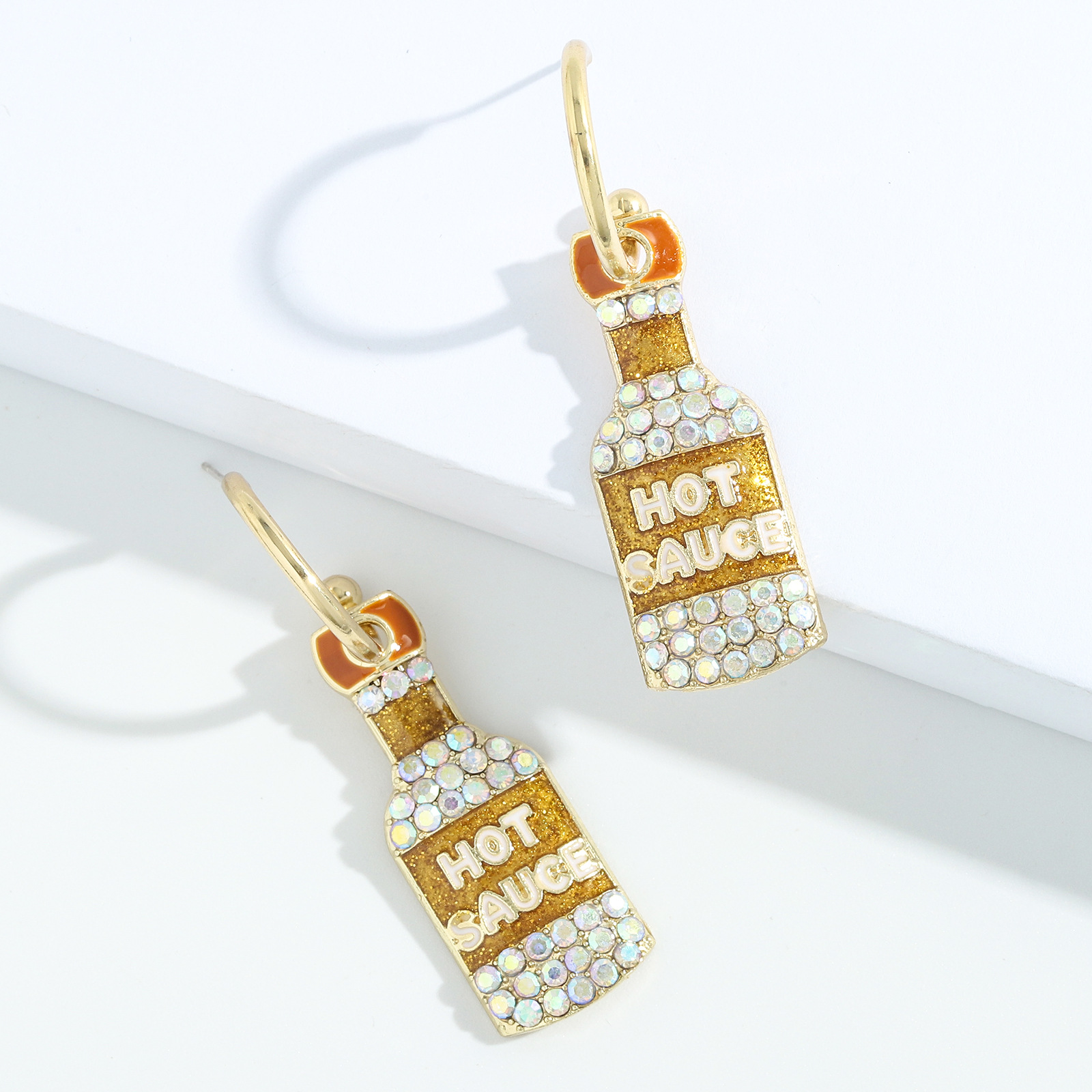 Fashion Letter Creative Wine Bottle Shape Alloy Diamond Earrings display picture 10