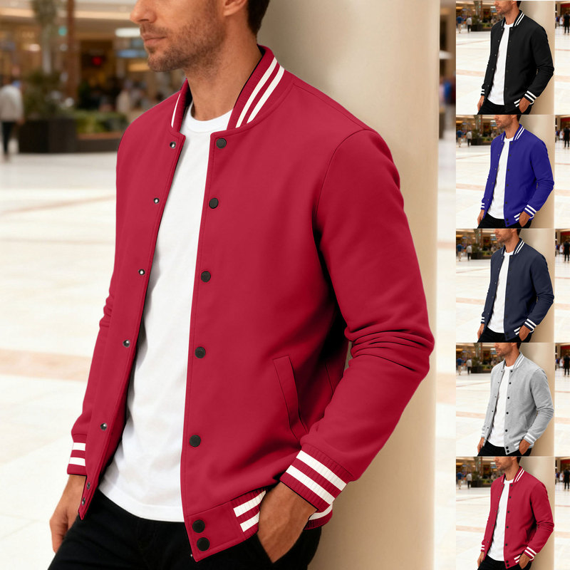 2025 Cross-Border American Knitted Spring & Fall New Men's Casual Sports Fashion Trendy Zipper Baseball Uniform Tops for Men 2025 Cross-Border American Knitted Spring & Fall New Men's Casual Sports Fashion Trendy Zipper Baseball Uniform Tops for Men