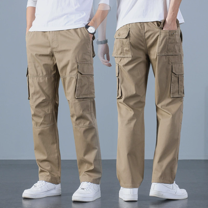 Осенне-зимние мужские повседневные Прямые брюки-карго больших размеров, мужские трансграничные повседневные брюки очень большого размера, мужские утолщенные спортивные брюки из эластичной ткани