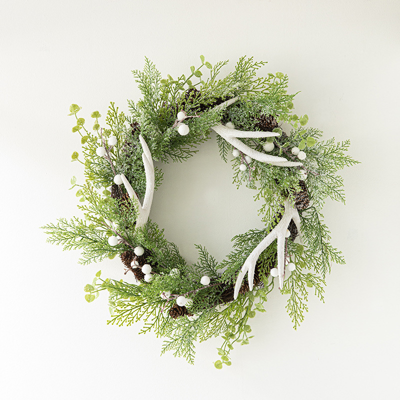 Árbol de Navidad blanco cornisa Garland ratán decoración ins Mori Garland accesorios fotografía planta verde boda ceremonia Decoración