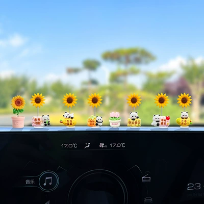 Car ornaments Panda Car Ornaments, Center Console, Electric - multiple-options-available-see-details-page-win-the-first-prize-in-one-fell-swoop-6-types-of-blessing-pandas-tulips-sunflower-potted-plants-free-traceless-stickers