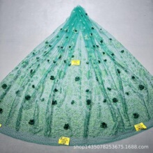 新品不掉粉 LC3472金光青洒金花型款+烫钻+立体花 婚纱礼服面料网