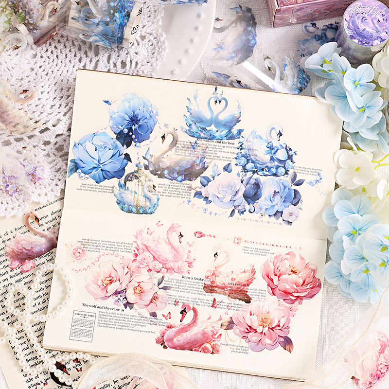 Cintas adhesivas transparentes impermeables para mascotas paisajísticas pegatinas de animales diy diario de dibujos animados decoración pegatinas de animales