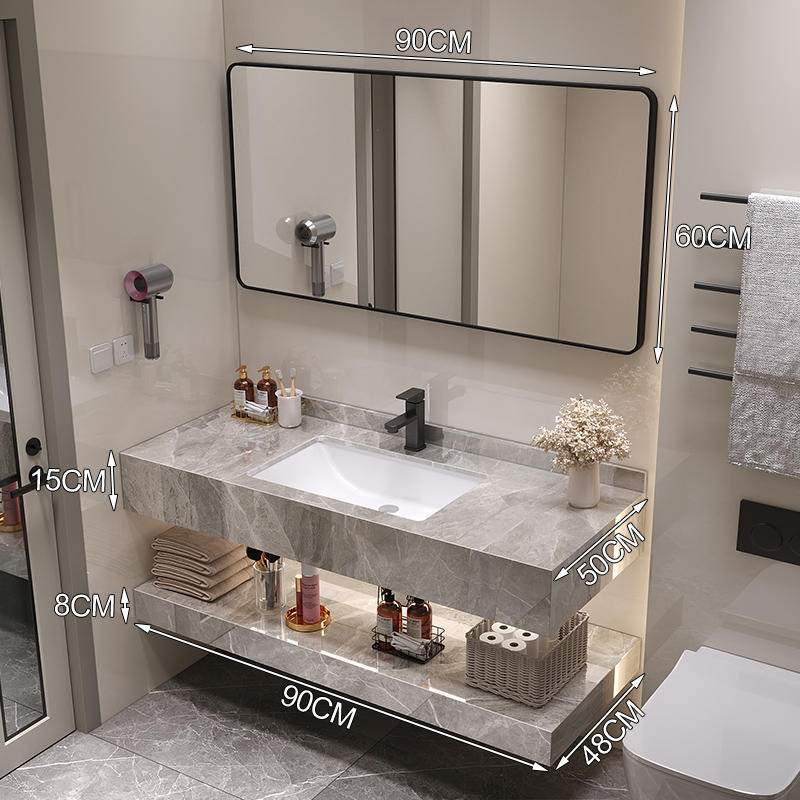 Gabinete de baño moderno y simple combinación de encimera de cerámica de pizarra brillante hotel de alojamiento residencial inodoro lavabo lavabo