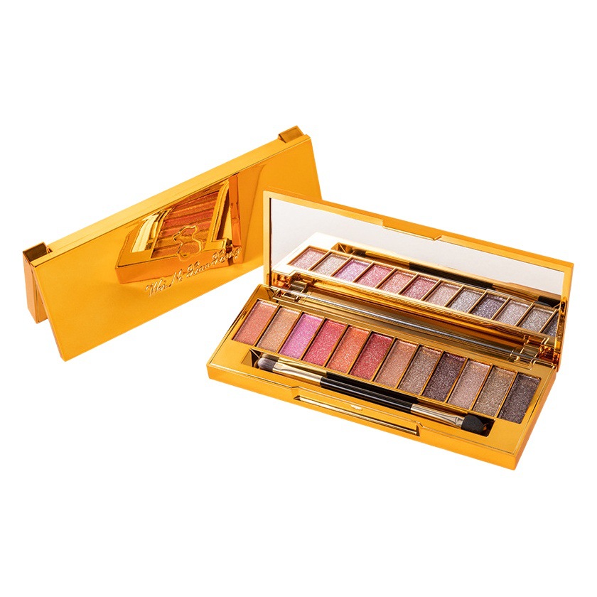 Cross-Border Winnie the Bear 12-Color Flash Pearlescent Eye Shadow Palette Flashes All the Way to the Bottom Polarized Glitter Super Flash
