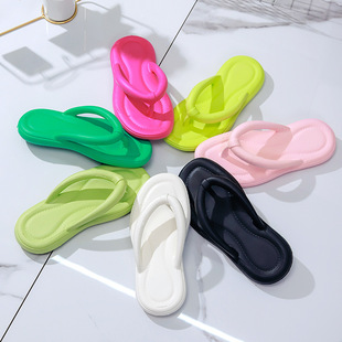 New Women's Summer Fashionable Outer Wear Non-Slip Internet Celebrated Beach eva Solid Color Flat Shit Feet Flip-Flops
