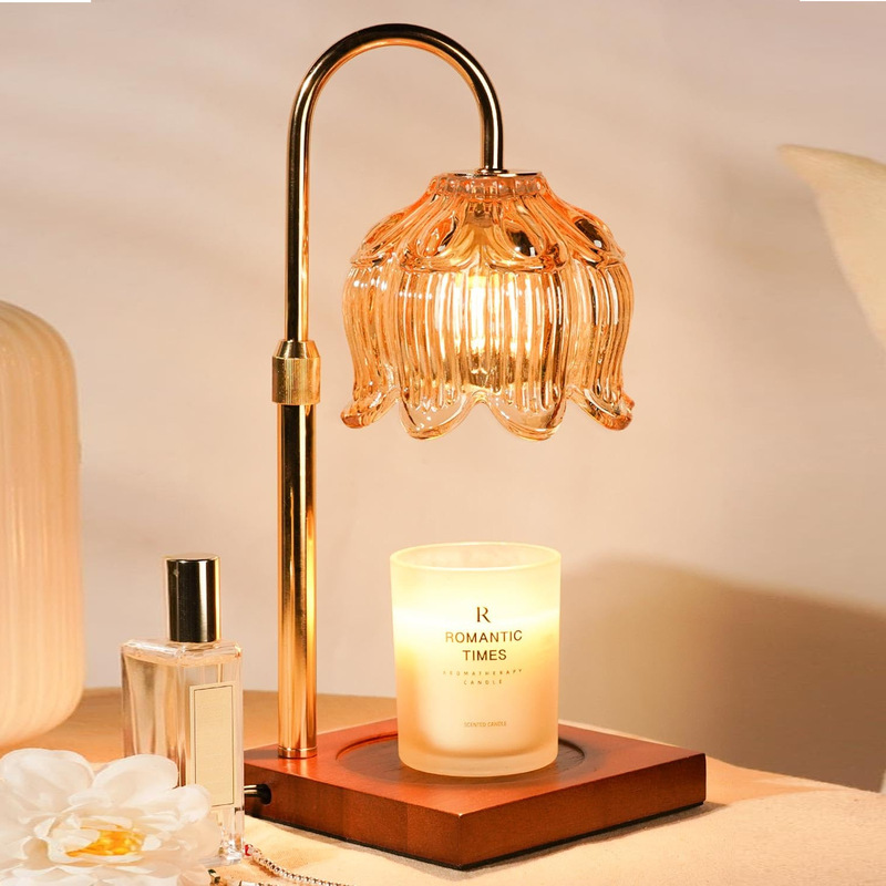 Amazon Retro Glass Aromatherapy Lamp Melted Wax Lamp Candle Warmer Lamp Can Be Lifted and Dimmed Bedroom Bedside Atmosphere Table Lamp