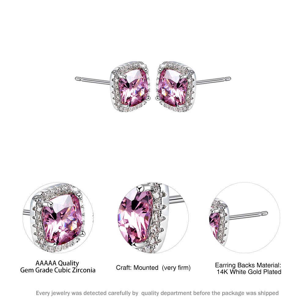 Fashion Geometric Copper Inlay Zircon Ear Studs 1 Pair