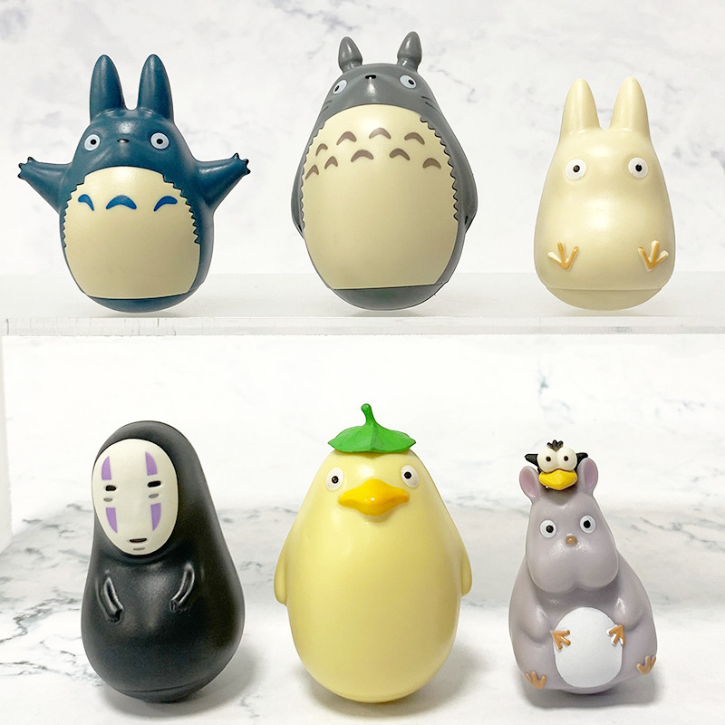 Hayao Miyazaki Animation Movie Q Edition Totoro Thousand and Chihiro Faceless Male Tumbler Doll Hand-made Desktop Small Ornaments