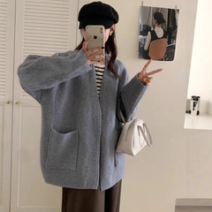 韩版气质无扣针织开衫女2025秋冬新款宽松软糯高级感百搭毛衣外套