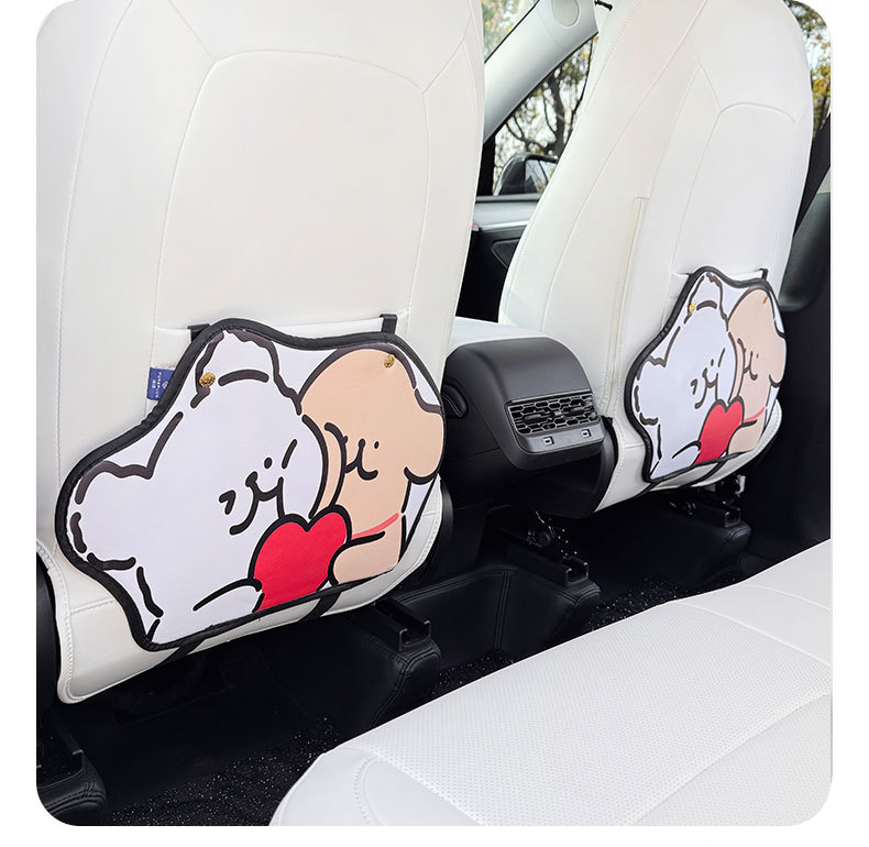 Line Puppy Style Cartoon Cute Car Seat Back Anti-Kick Pad Simple and Comfortable Storage Bag Anti-Kick Pad Anti-Dirty Pad