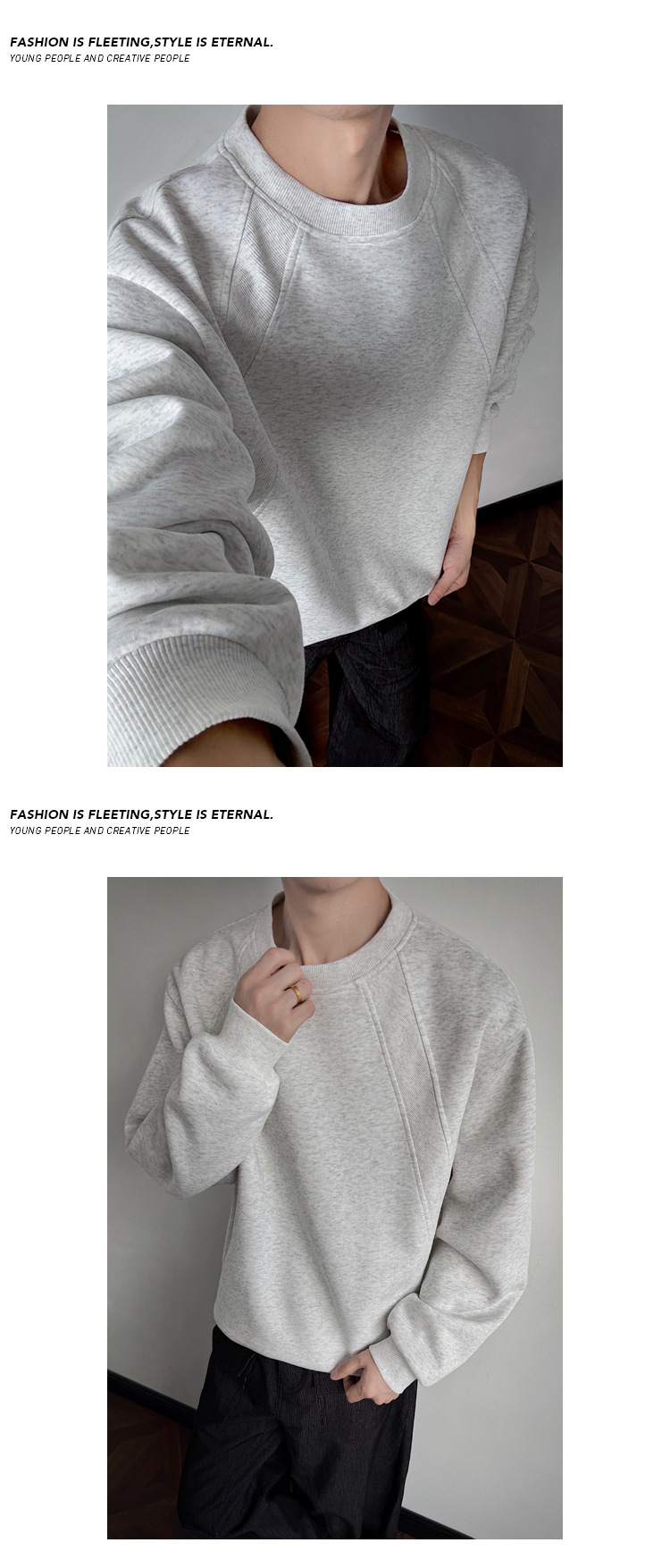 Men's Heavy Deconstructed Sweatshirt Trendy Loose Pullover Top_voghion.com