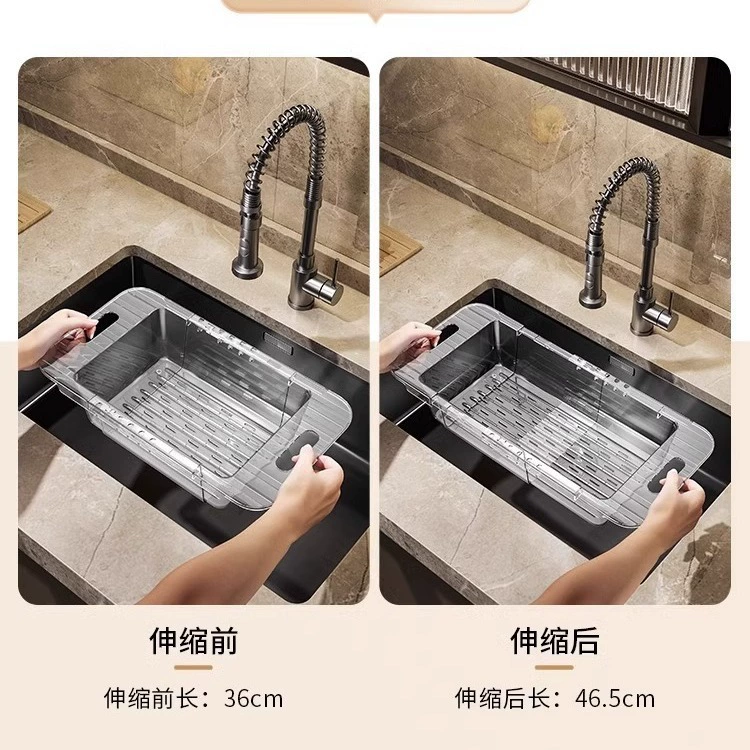 Kitchen retractable drain rack push-pull sink drain basket sink dishwashing filter basket sink vegetable fruit basket