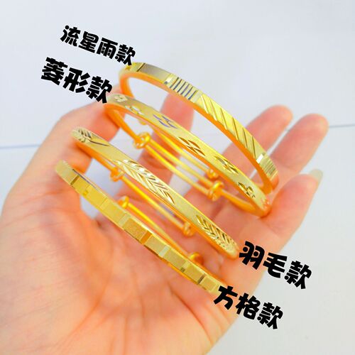Overseas Sand Gold Square Ancient Craft Bracelet Push-Pull Meteor Shower Bracelet Copper Plated Gold Women's Quality Jewelry Wholesale