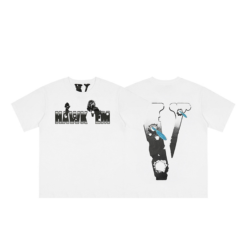 外単VLONE FOG潮牌大v字母Logo桜半袖スケッチ刺繍唇印落書きプリントtシャツ|undefined