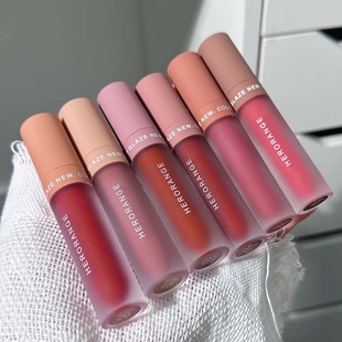 HERORANGE Velvet Lip Glaze Matte matte matte matte white lipstick color holding makeup not easy to stick Cup lip gloss women's box