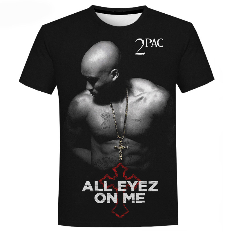 Foreign Trade New Hot Hip Hop Singer Tupac 2PAC 3D Printed Short-sleeved T-shirt Casual Trendy T-shirt for Men and Women