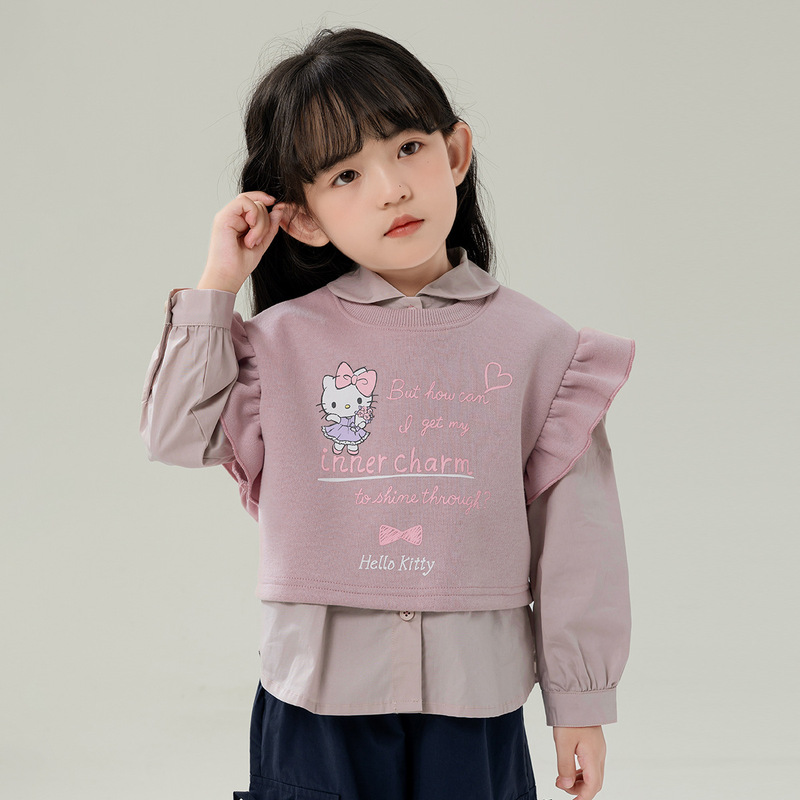 HelloKitty女童秋季上衣两件套2025款中大童装凯蒂猫卡通休闲套装|undefined