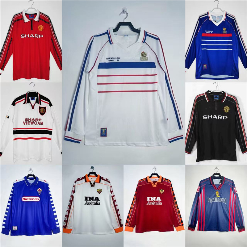 Asl zavod klassik retro uzun yengli futbol formasi Real Madrid Blue Cross Chivas AC Milan Manchester United Tailand versiyasi formasi
