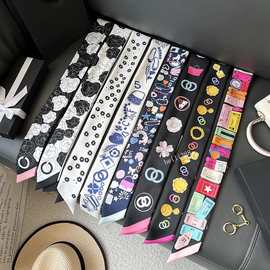 2024新款飘带小领巾丝巾女发带动物狮子小香绑包包丝带飘带束发带