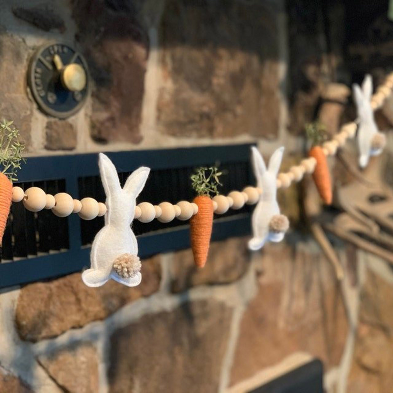 2024 New Creative Easter Luxury Atmosphere Decoration Home Rabbit Carrot Wreath Pendant_voghion.com