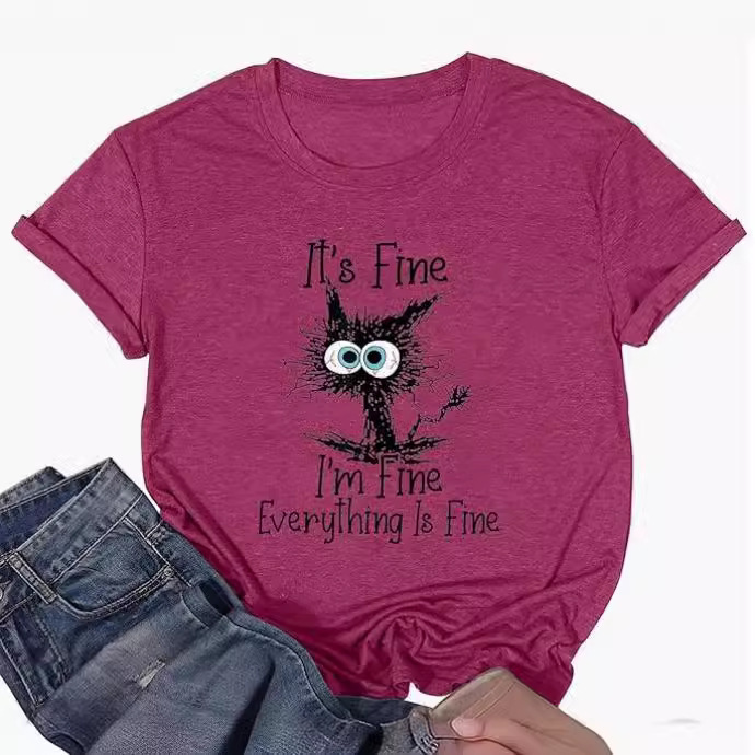 Foreign trade women's jacket cross-border e-commerce Amazon printed color cotton T-shirt