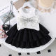 Children's sclothing Cross-border European and American Girls White Bow Shirt Black Cake Skirt suit