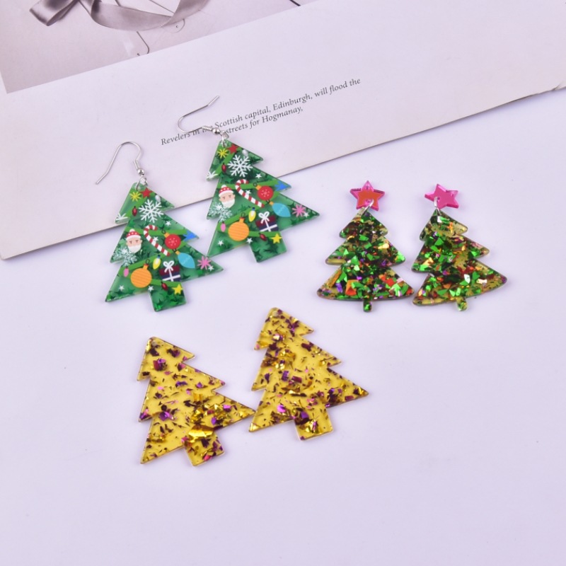 33*50mm, 49*42mm Jewelry Making Size DIY Jewelry Accessories Classification 10 PCS/Package Quantity 10 PCS/Package 33*50mm 49*42mm Arylic Christmas Tree Earring Findings
