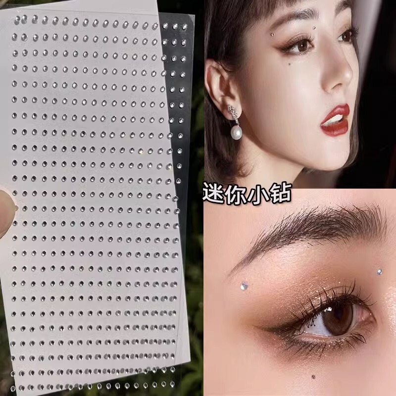 Mini Rhinestone Face Stickers for Concert Support Makeup, Glue-Free Bridal Stage Makeup, Tear-Shaped Rhinestones, Face Glitter Stickers, Accessories