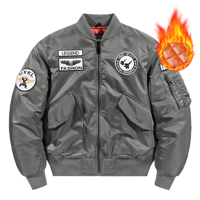 2024 Autumn/Winter Cross-Border Men's Thickened Flight Jacket, Heat-Retaining, Windproof, Detachable Fur Collar, Casual and Versatile