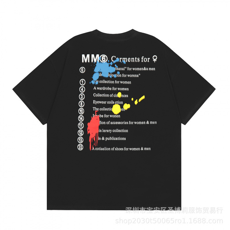 クロスボーダー メゾン マルジェラ マルジェラ デジタル プリント MM6 ピュアコットン 高品質 メンズ Tシャツ レディース 半袖 トレンド|undefined