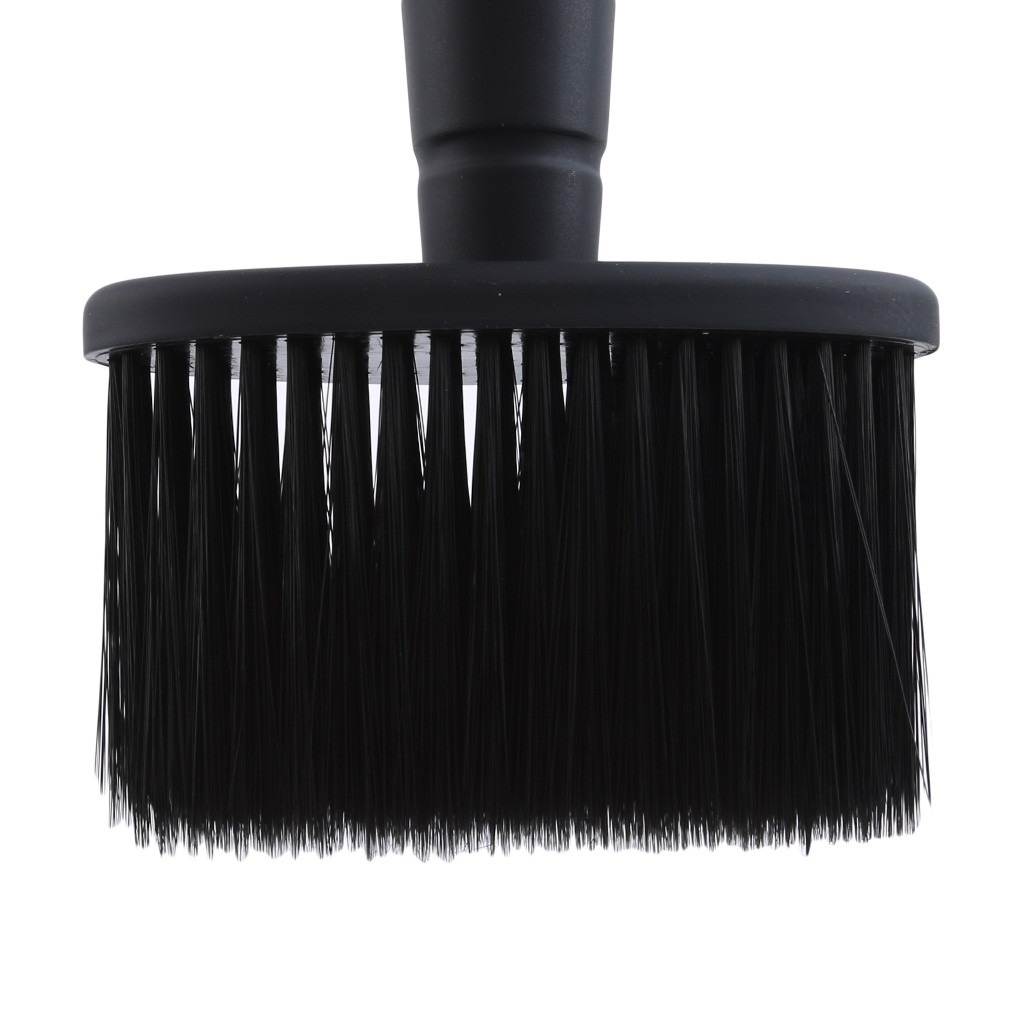 Cepillo manual de limpieza para barba y cuello, mango de plástico negro plateado, diseño ergonómico