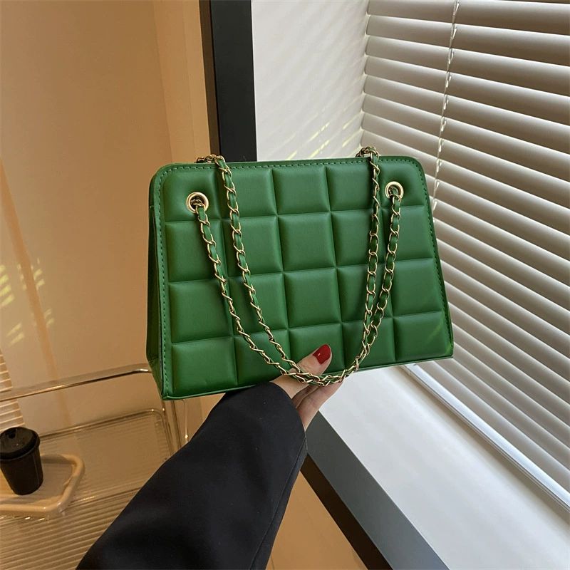 One-Shoulder Quilted Bag, Chain Strap, Diamond Pattern — Retro Trend, Multi‑color (2023)