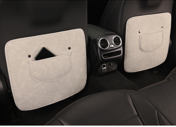 Car Kidsren's Seat Back Anti-Kick Pad Business Classic Rear Seat Anti-Kick and Anti-Scratch Pad Leather Stain-Resistant Seat Back Pad